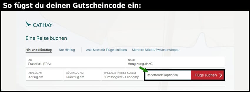 cathaypacific Gutschein einfuegen und sparen schwarz