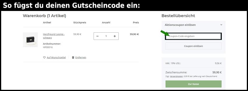 herzfreund Gutschein einfuegen und sparen schwarz