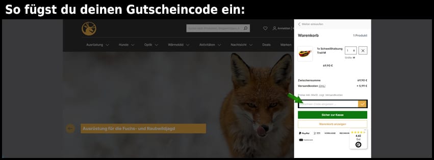 marhelhunting Gutschein einfuegen und sparen schwarz