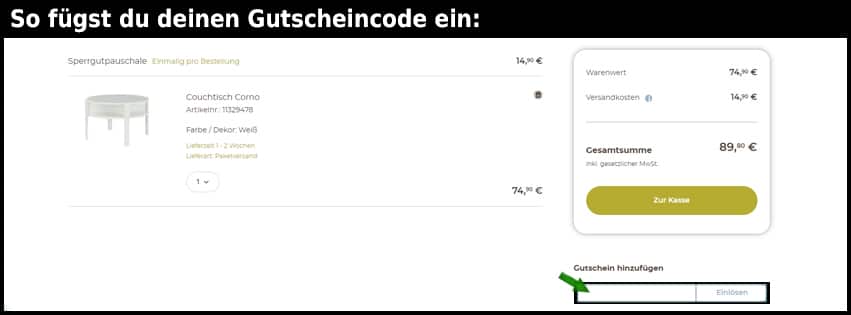 sofa.de Gutschein einfuegen und sparen schwarz