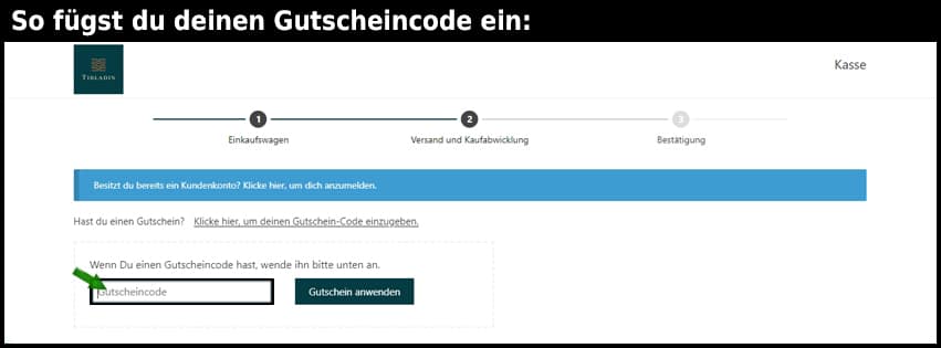 tibladin Gutschein einfuegen und sparen schwarz