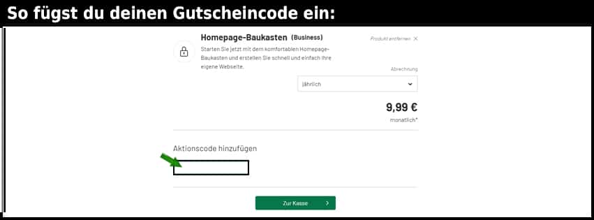 domainfactory Gutschein einfuegen und sparen schwarz