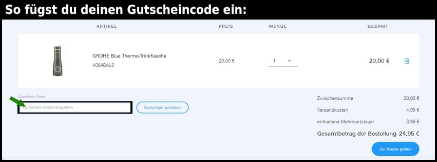 grohe Gutschein einfuegen und sparen schwarz