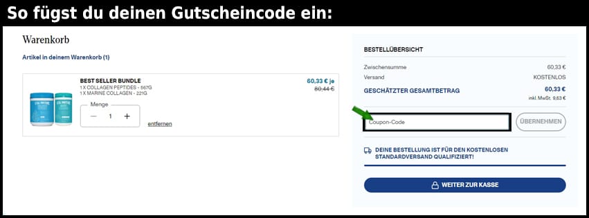 vitalproteins Gutschein einfuegen und sparen schwarz