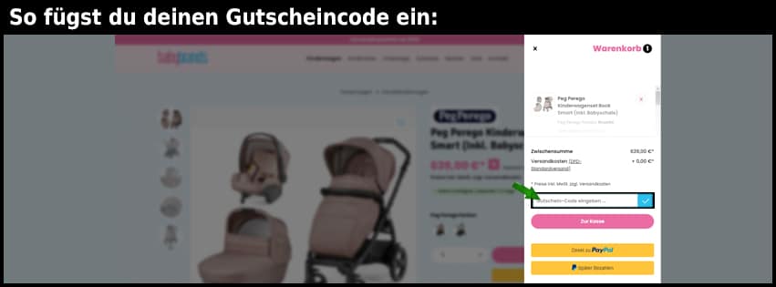 babybrands Gutschein einfuegen und sparen schwarz