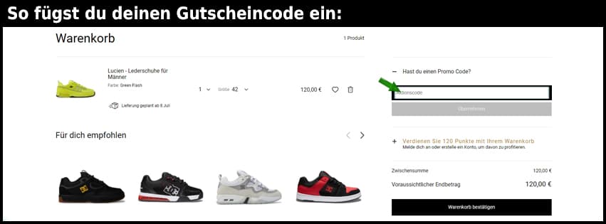 dcshoes Gutschein einfuegen und sparen schwarz