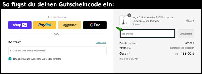 joyor Gutschein einfuegen und sparen schwarz