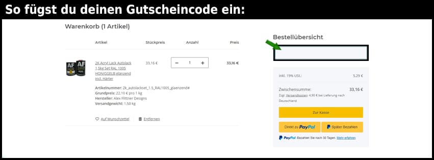 lackvomprofi Gutschein einfuegen und sparen schwarz
