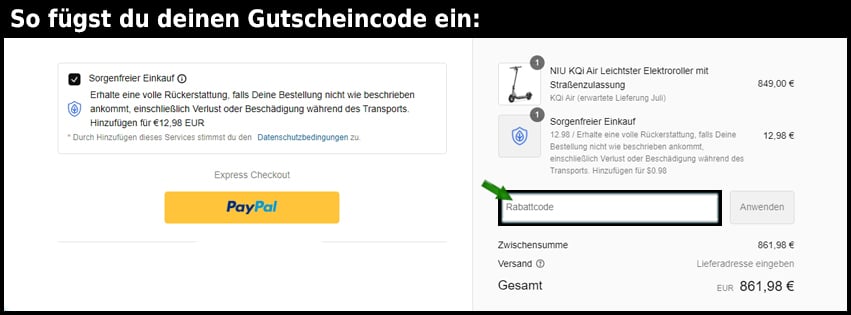 niu Gutschein einfuegen und sparen schwarz