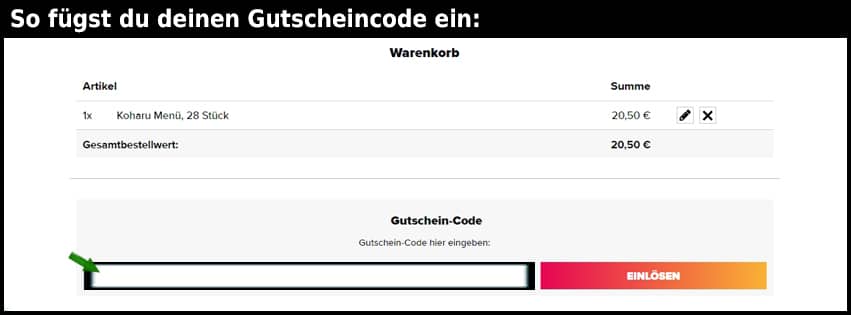 sushi-for-you Gutschein einfuegen und sparen schwarz