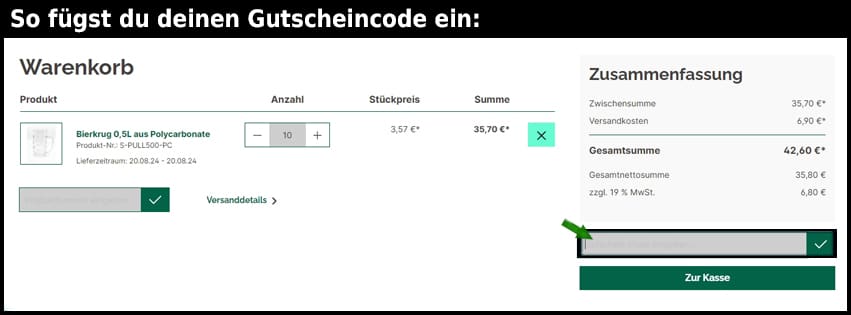 trinkbecher.eu Gutschein einfuegen und sparen schwarz