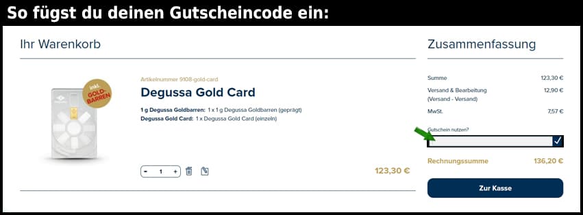 degussa Gutschein einfuegen und sparen schwarz