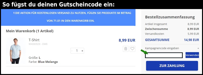 lcwaikiki Gutschein einfuegen und sparen schwarz