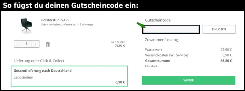 trends Gutschein einfuegen und sparen schwarz