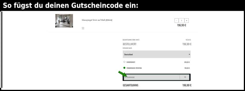 fitnessspiegel Gutschein einfuegen und sparen schwarz
