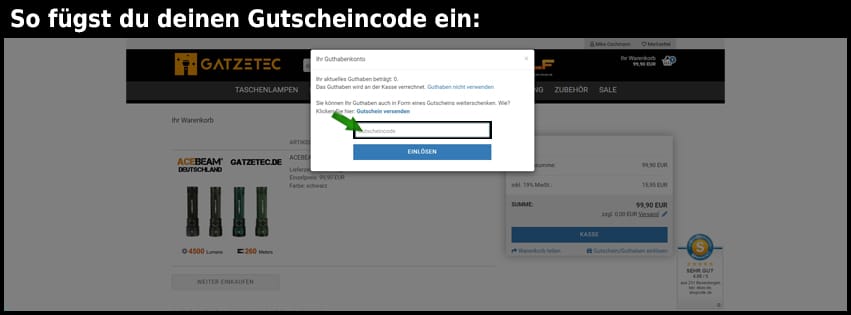 gatzetec Gutschein einfuegen und sparen schwarz
