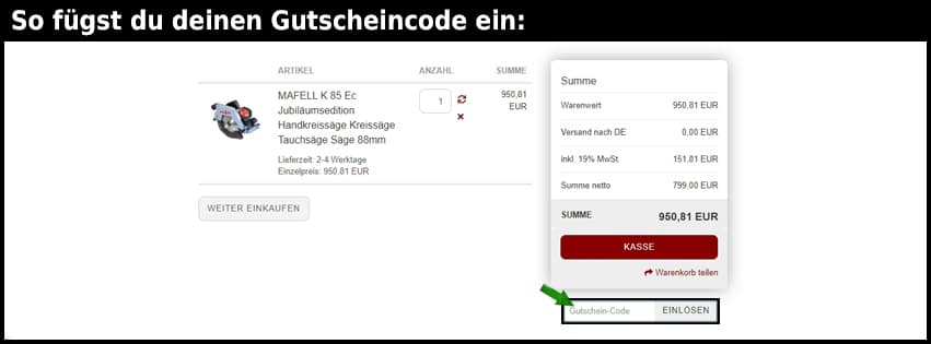 hbh24online Gutschein einfuegen und sparen schwarz