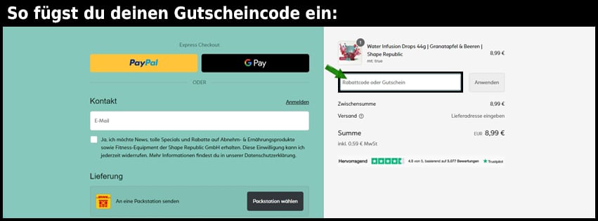 shape-republic Gutschein einfuegen und sparen schwarz