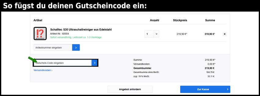 ultraschall-welt.de Gutschein einfuegen und sparen schwarz