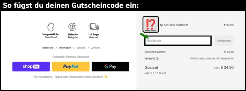 fyl Gutschein einfuegen und sparen schwarz