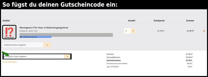 holztuerenland Gutschein einfuegen und sparen schwarz