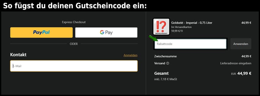 goldkult Gutschein einfuegen und sparen schwarz