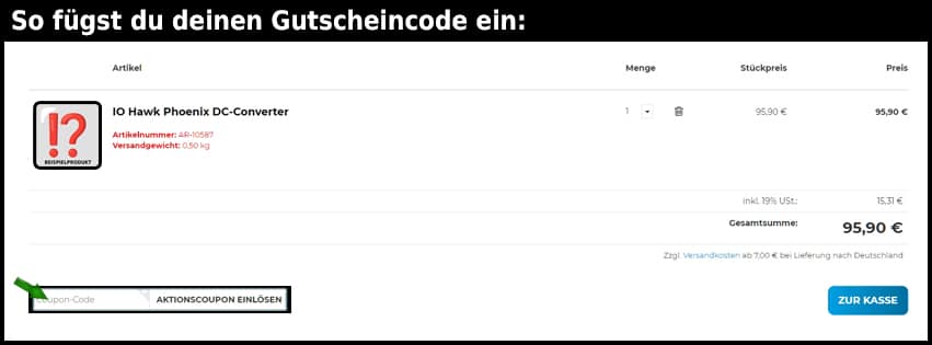 iohawk Gutschein einfuegen und sparen schwarz