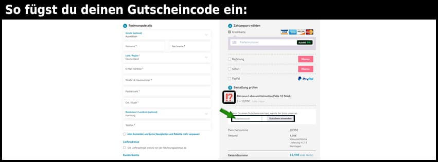 patronus Gutschein einfuegen und sparen schwarz