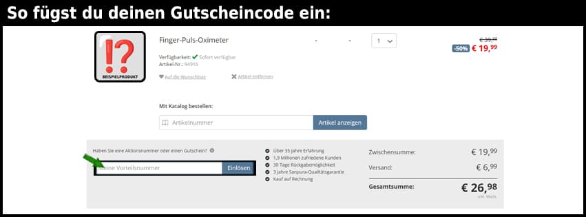 sanpura Gutschein einfuegen und sparen schwarz